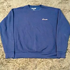 In Full Bloom Men M Navy Fleece Solid Crew Neck Long Sleeve Pullover Sweatshirt